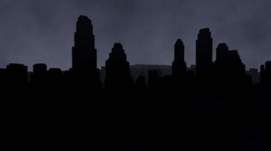 Şehir manzarası, fırtına Lightning'ler, panning ile