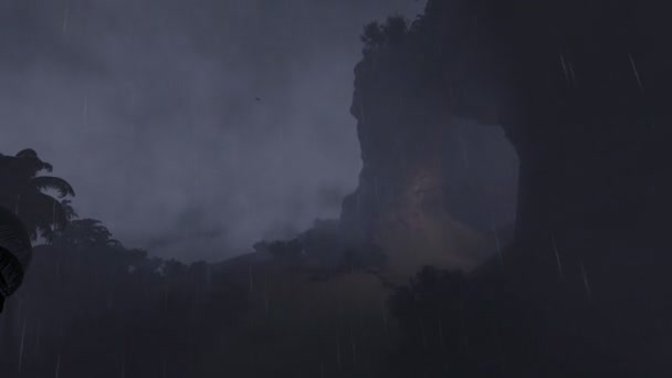洞穴和复活光，暴风雨天气 — 图库视频影像