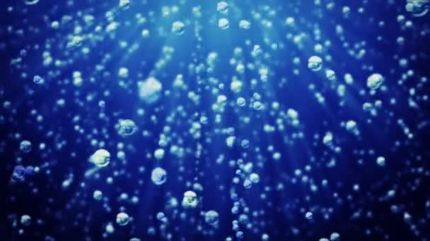 Underwater bubbles with god rays — Stock Video