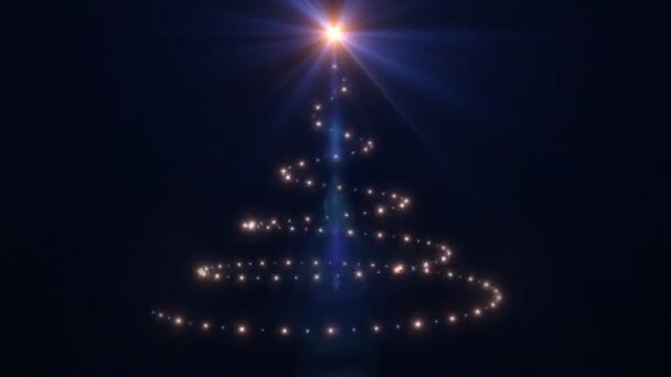 Holiday lights vormen een kerstboom, gloeiende flare — Stockvideo