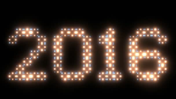 New Year 2016 text, animated lights — Stok Video