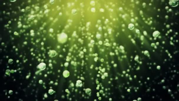 Fizzy drink bubbles against dark green — Stock Video