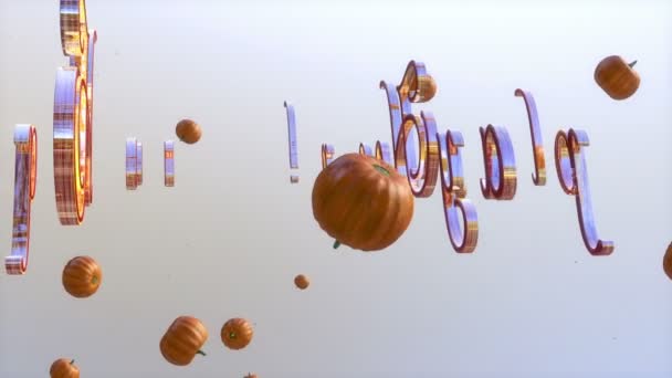 Happy Halloween title and pumpkins flying — Stock Video