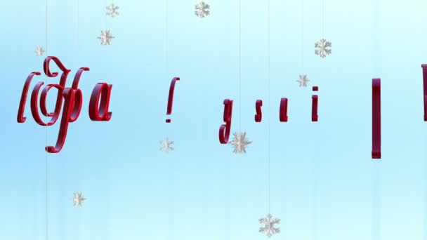 Happy Holidays met drijvende papier vlokken, tegen licht blauw — Stockvideo