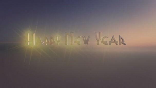 Happy New Year text with lens flares — Stock Video