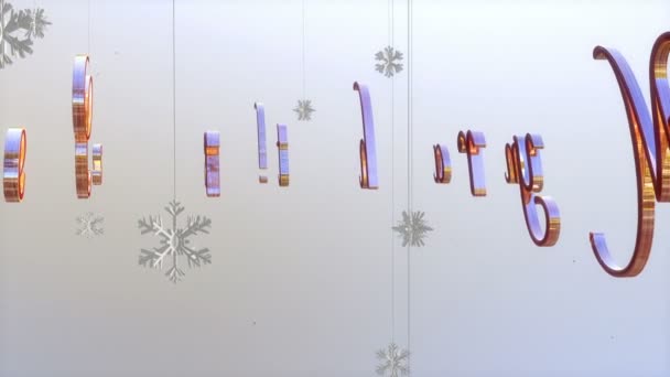 Feliz título de Navidad con flotante copos de papel — Vídeo de stock