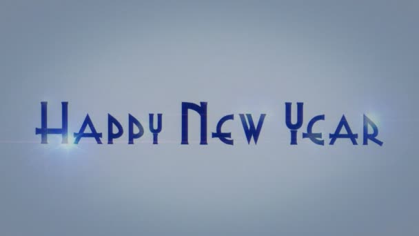 Feliz ano novo com foguetes de lente — Vídeo de Stock