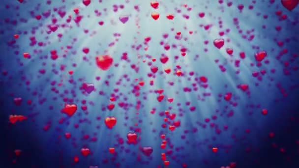 Cuori di San Valentino alzando contro blu scuro — Video Stock