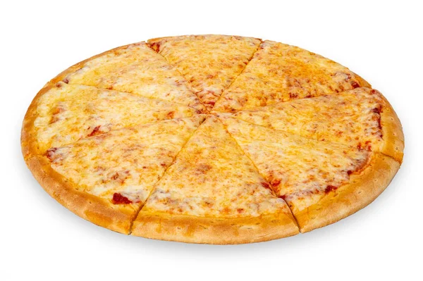 Ost Pizza Isolerad Vit Bakgrund Pizza Margarita — Stockfoto