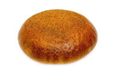 Taze pişmiş çavdar ekmeği. Beyaz arka planda izole bir nesne. Sağlıklı pişmiş ekmek. Beyaz üzerine bir parça ekmek.