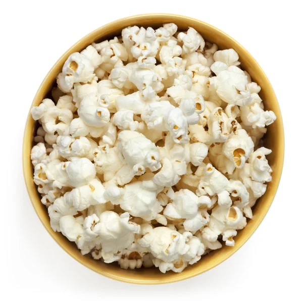 Popcorn Bowl Isolated Top View — Stock Photo, Image