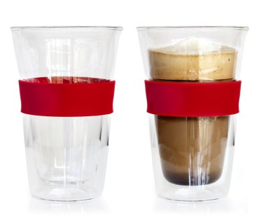 Glass Coffee Cup Empty and Full Isolated clipart