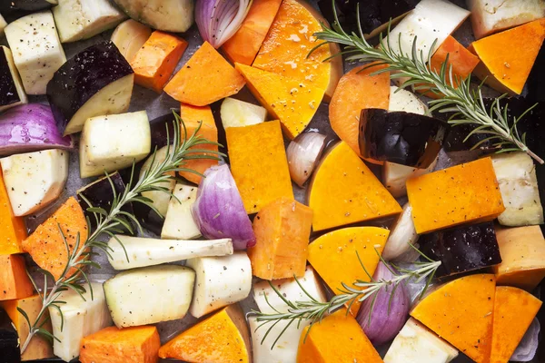Vegetables Ready for Roasting Top View — Stock Photo, Image