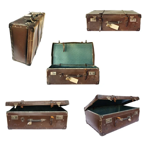 Vintage Suitcase Collage on White — Stock Photo, Image