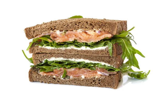 Füme somon sandviç — Stok fotoğraf