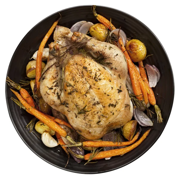 Roast Chicken Dinner Top View — Fotografie, imagine de stoc