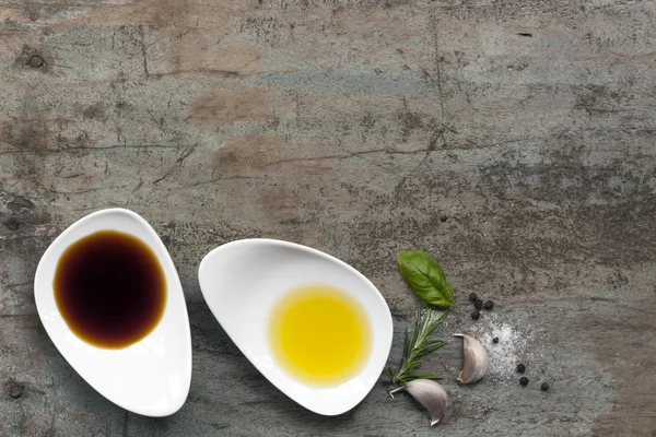 油と酢食品背景 — ストック写真