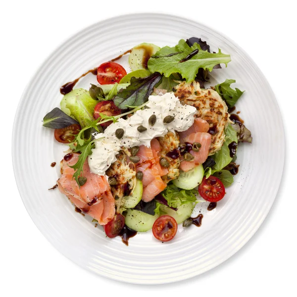 Smoked Salmon Salad with Potato Rosti — Stock Photo, Image