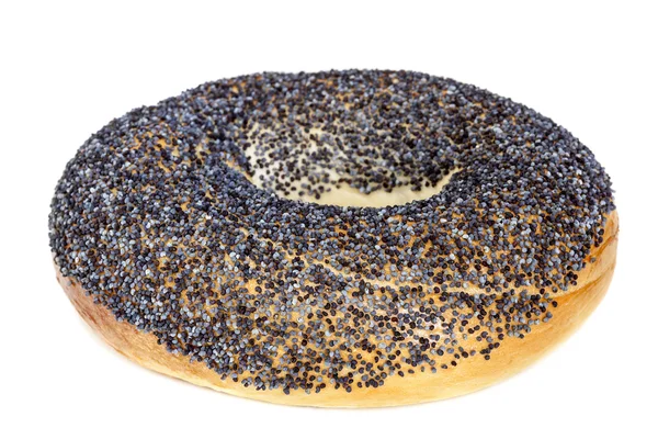 Bagel with Poppy Seeds Isolated on White — Stock Photo, Image