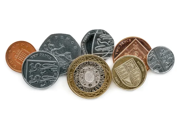 British coins Isolated on White Background — Stock Photo, Image