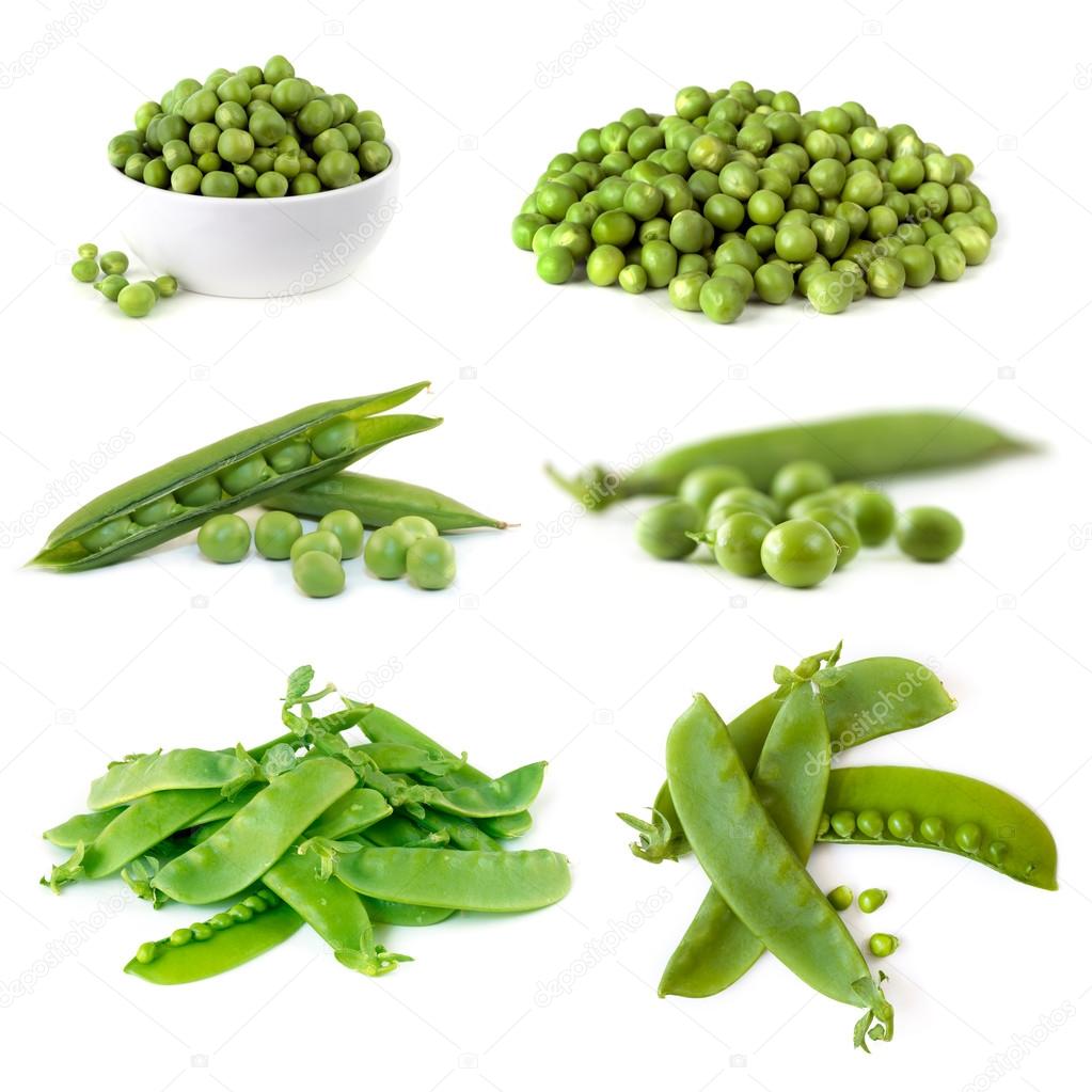 Peas Collection Isolated on White