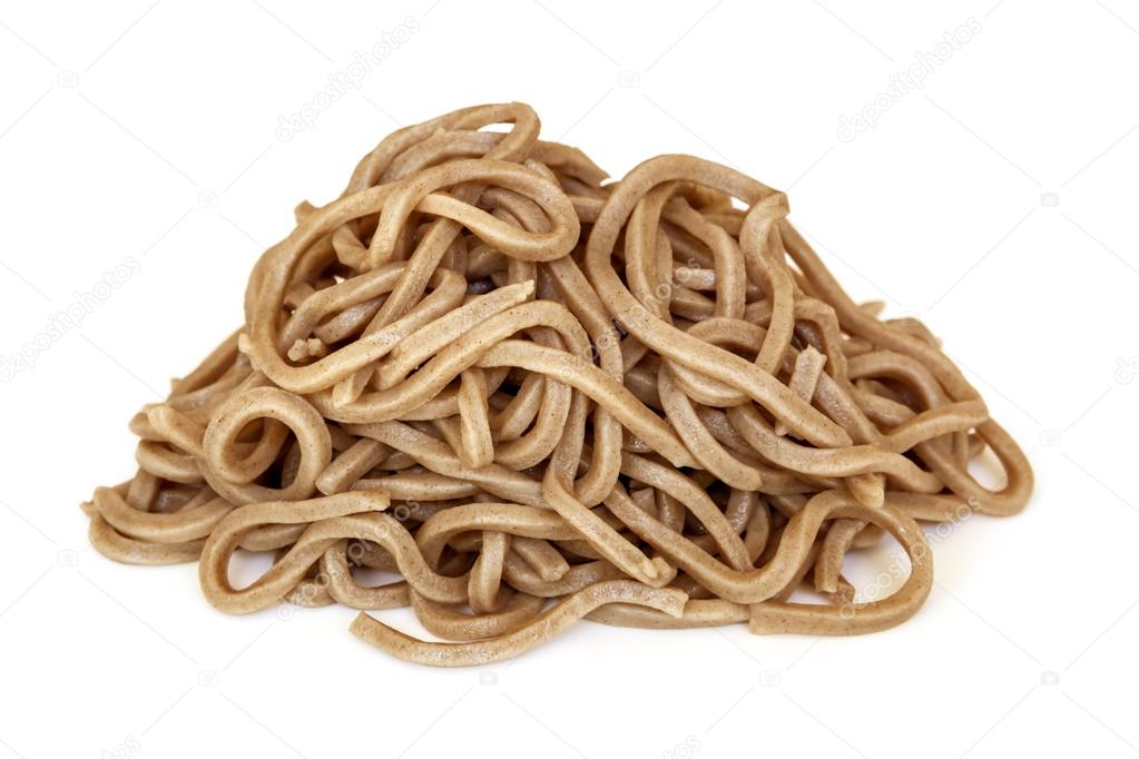 Soba Noodles Isolated on White