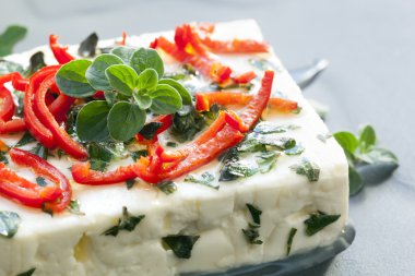 Baked Feta Cheese with Oregano and Chili clipart