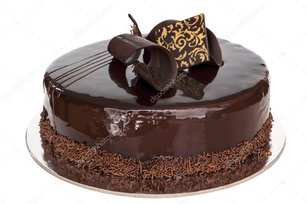 Chocolate Cake Isolated on White