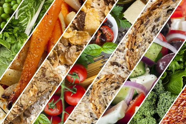Hälsosamma livsmedel Collage — Stockfoto