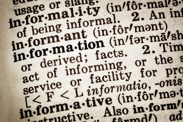 Information ordbokens definition — 图库照片