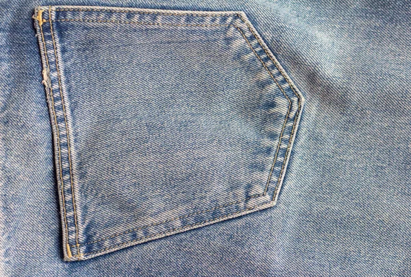 Blue Denim Textur Tasche Auf Der Rückseite Der Jeans — Stockfoto