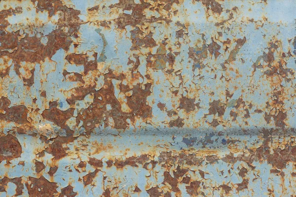 Brauner Und Orangefarbener Rost Auf Altem Blauen Metall — Stockfoto