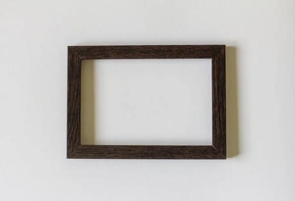 Mock Wooden Frame Photo Picture Table Copy Space Scandinavian Style — Stock Photo, Image