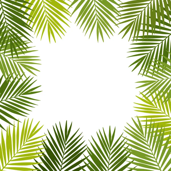 Palmiye yaprağı siluetleri çerçeve. Tropikal yaprak. Vektör çizim — Stok Vektör