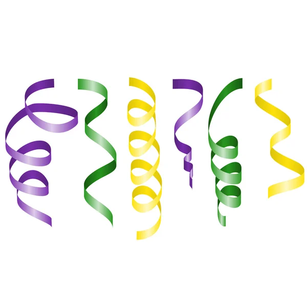 Mardi Gras streamers set. Vector illustration. — Stock Vector