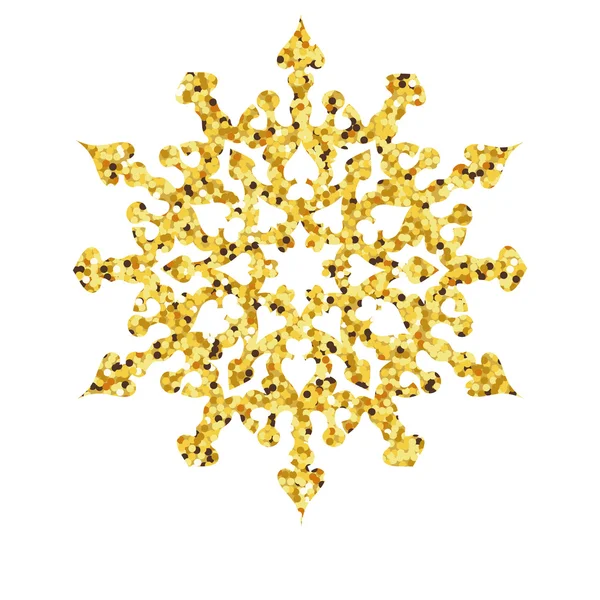 Gouden Kerstkaart met sneeuwvlok. Vectorillustratie — Stockvector