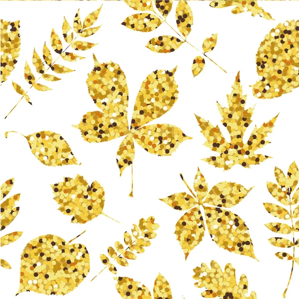 Autumn fall. Seamless pattern with golden leaves. Vector illustration. — Stock Vector