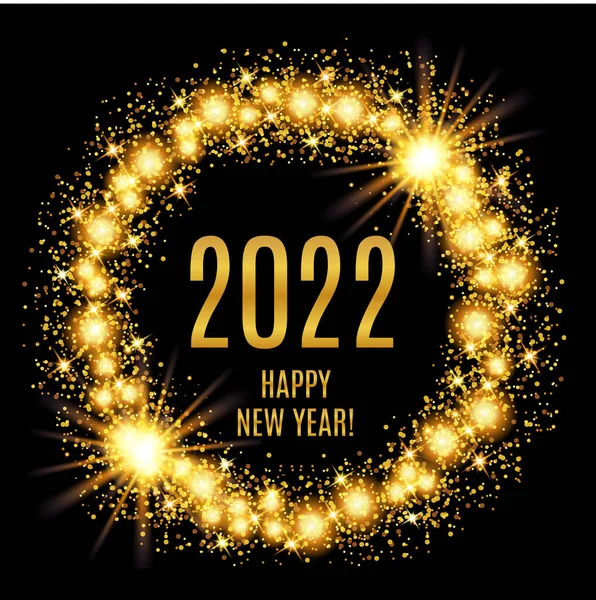 2022 Happy New Year Glowing Gold Background Vector Illustration Royalty Free Stock Vectors