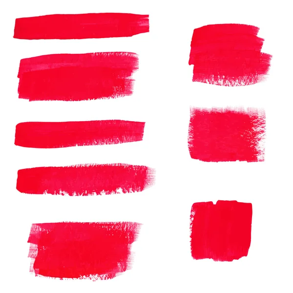 Hand-drawing red textures of brush strokes in random shape — Stock Vector