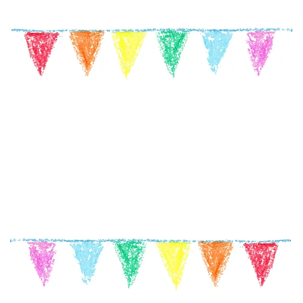 Wax crayon partij bunting, geïsoleerd op witte achtergrond — Stockvector