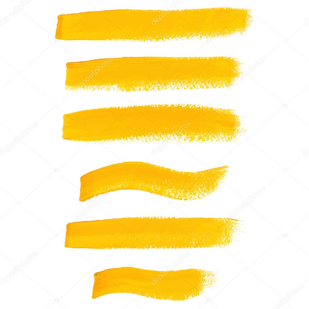 Yellow ink vector brush strokes