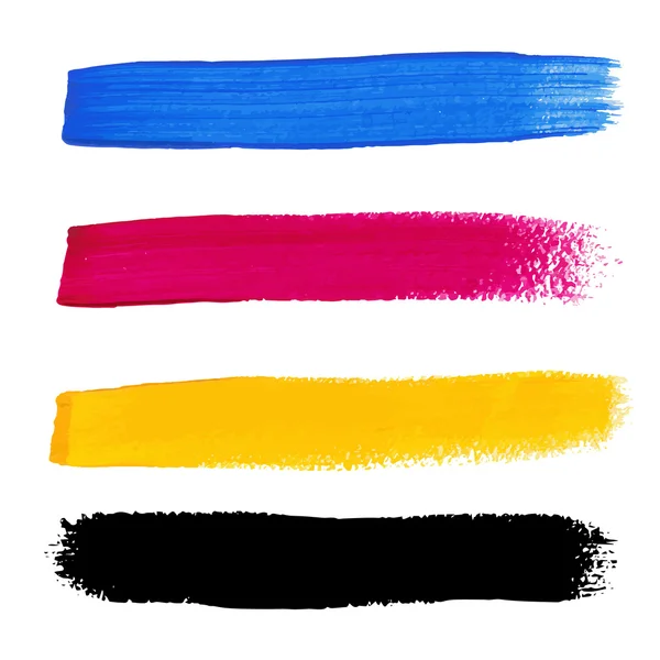 CMYK colores vector acrílico manchas — Vector de stock