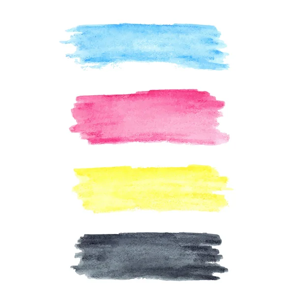 Cores CMYK manchas vetor aquarela —  Vetores de Stock