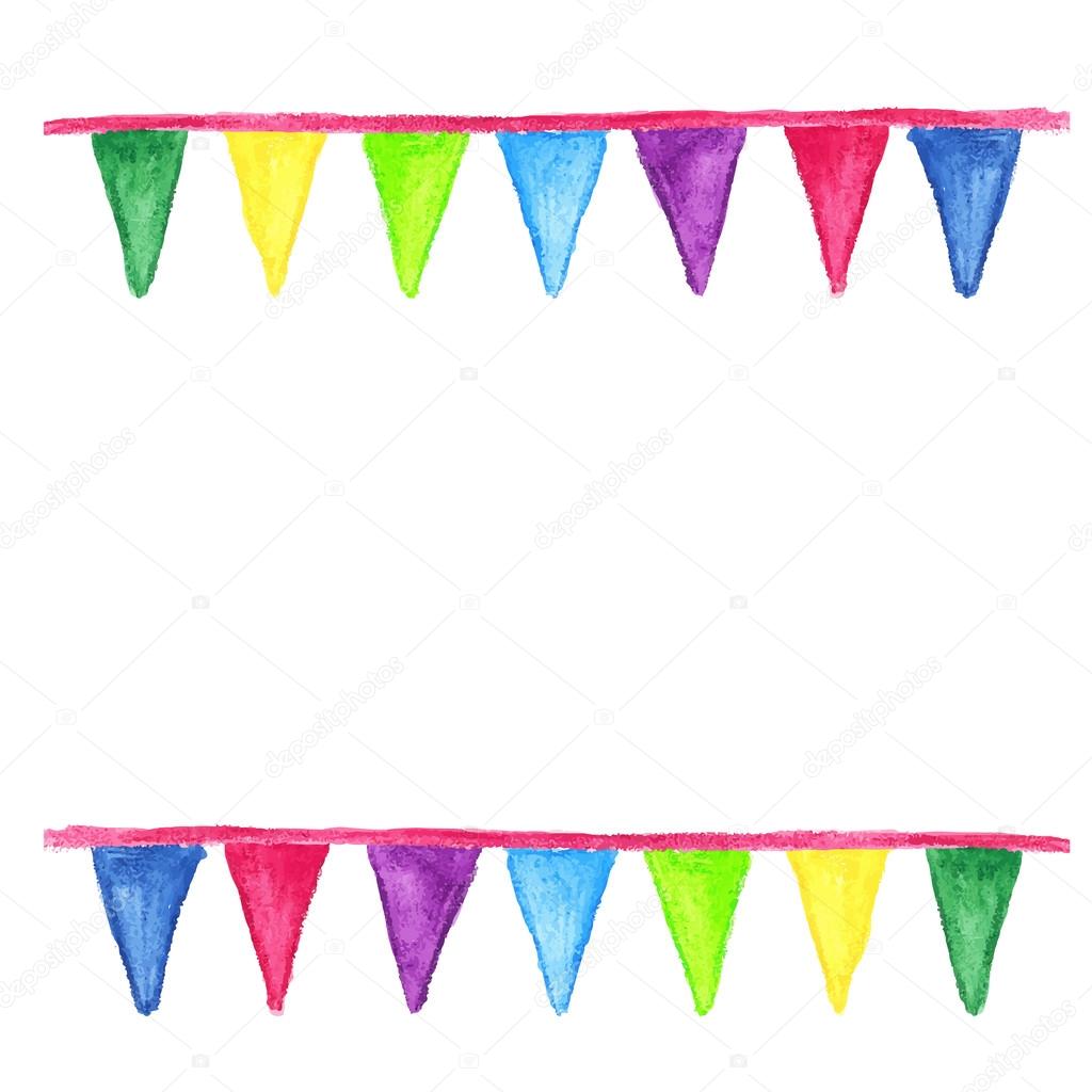 Watercolor party bunting, isolated on white background