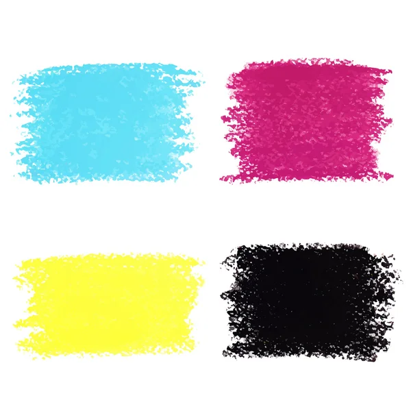Conjunto de manchas de crayón pastel CMYK, aisladas sobre fondo blanco — Vector de stock