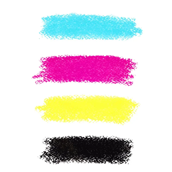 CMYK colors vector pastel crayon stains — Stock Vector