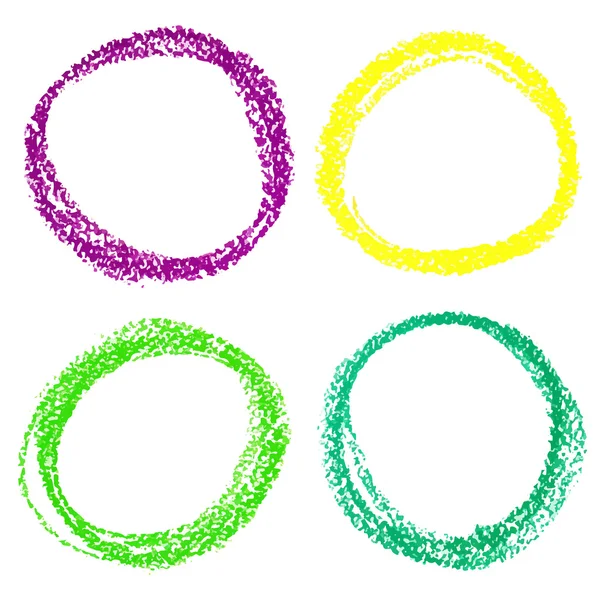 Conjunto de puntos de círculo de Mardi Gras de crayón pastel, aislados sobre fondo blanco — Vector de stock