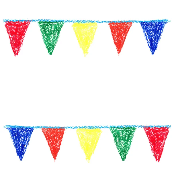 Cera crayon festa bunting, isolado no fundo branco — Vetor de Stock