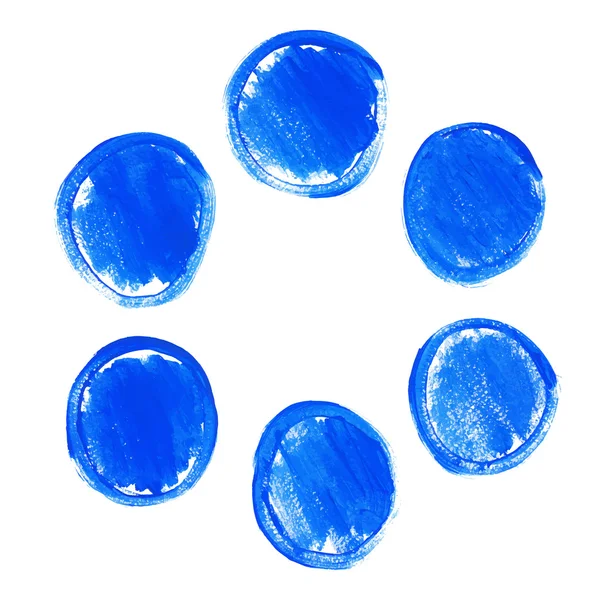 Set van blauwe acryl ronde vlekken — Stockvector