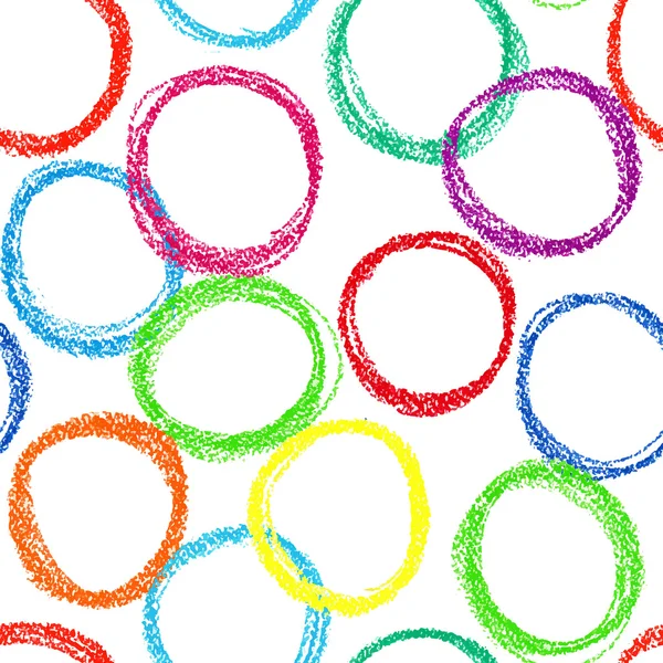 Fond de motif sans couture avec des cercles colorés de crayon pastel — Image vectorielle